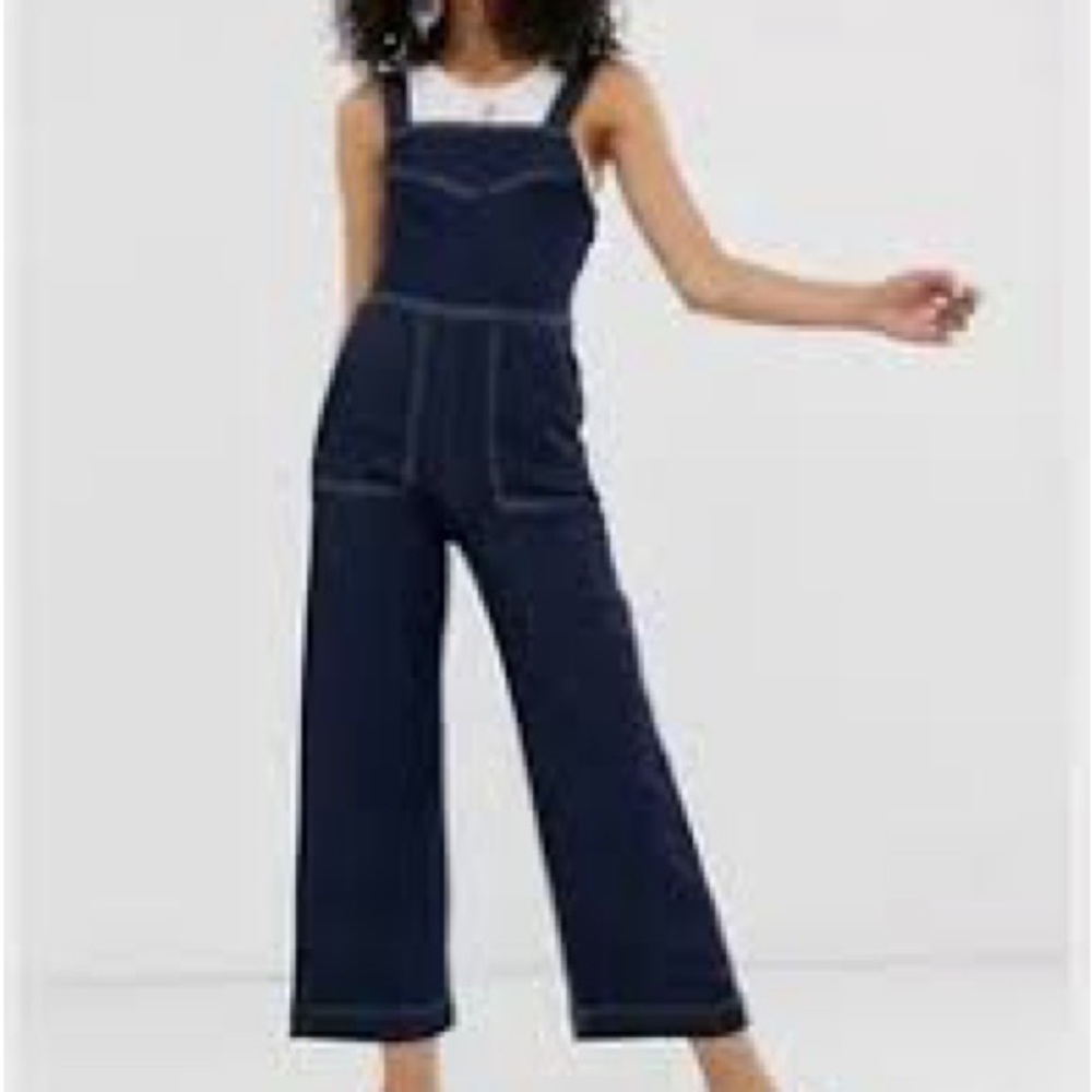 Skinny Dark Blue Denim Overalls